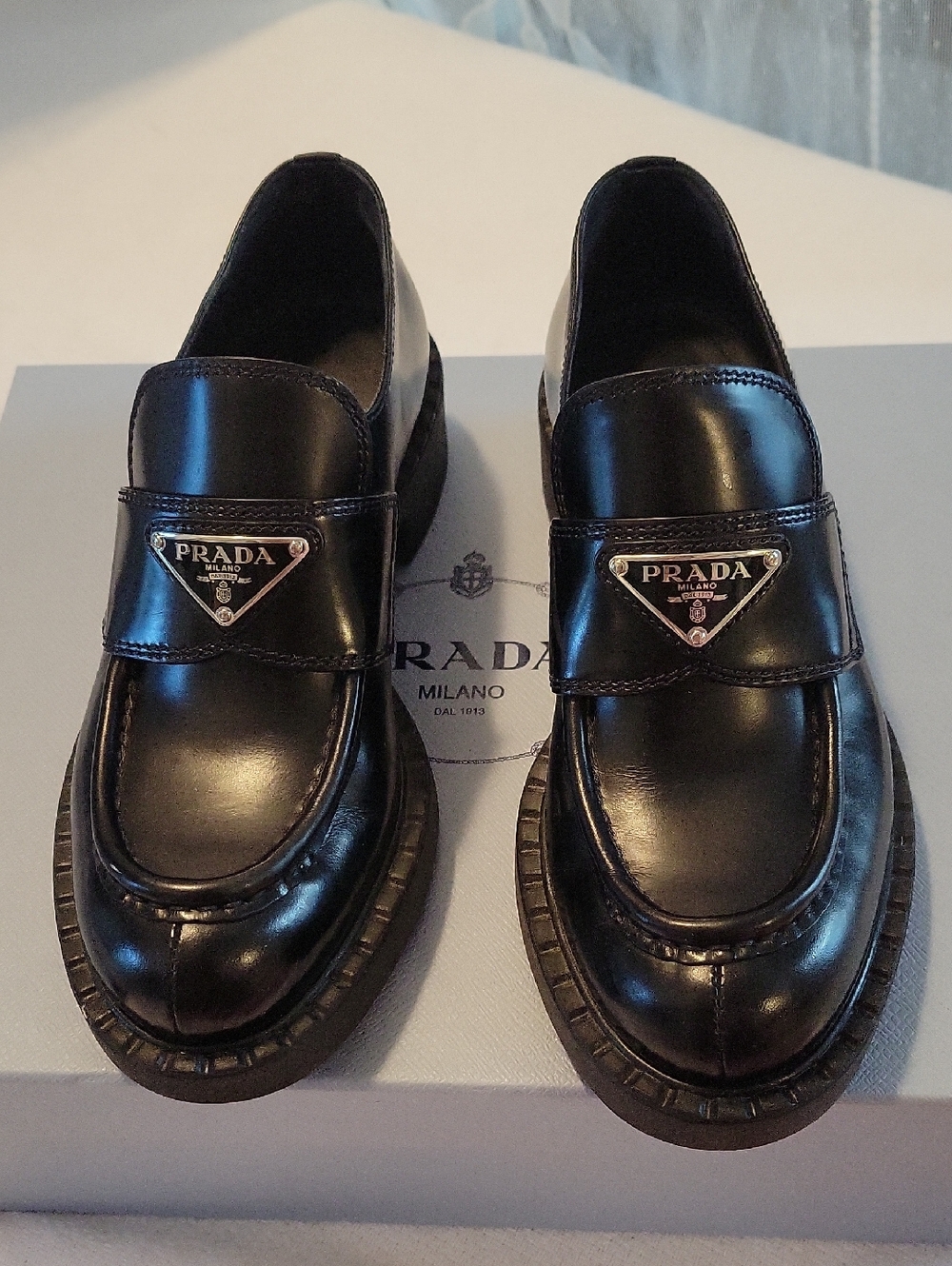 Prada Black Leather Loafers